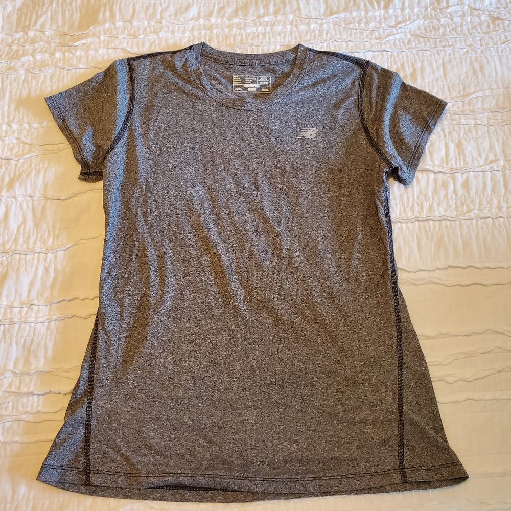 New Balance Athletic Short Sleeve Tee, Heather Grey, Sz M